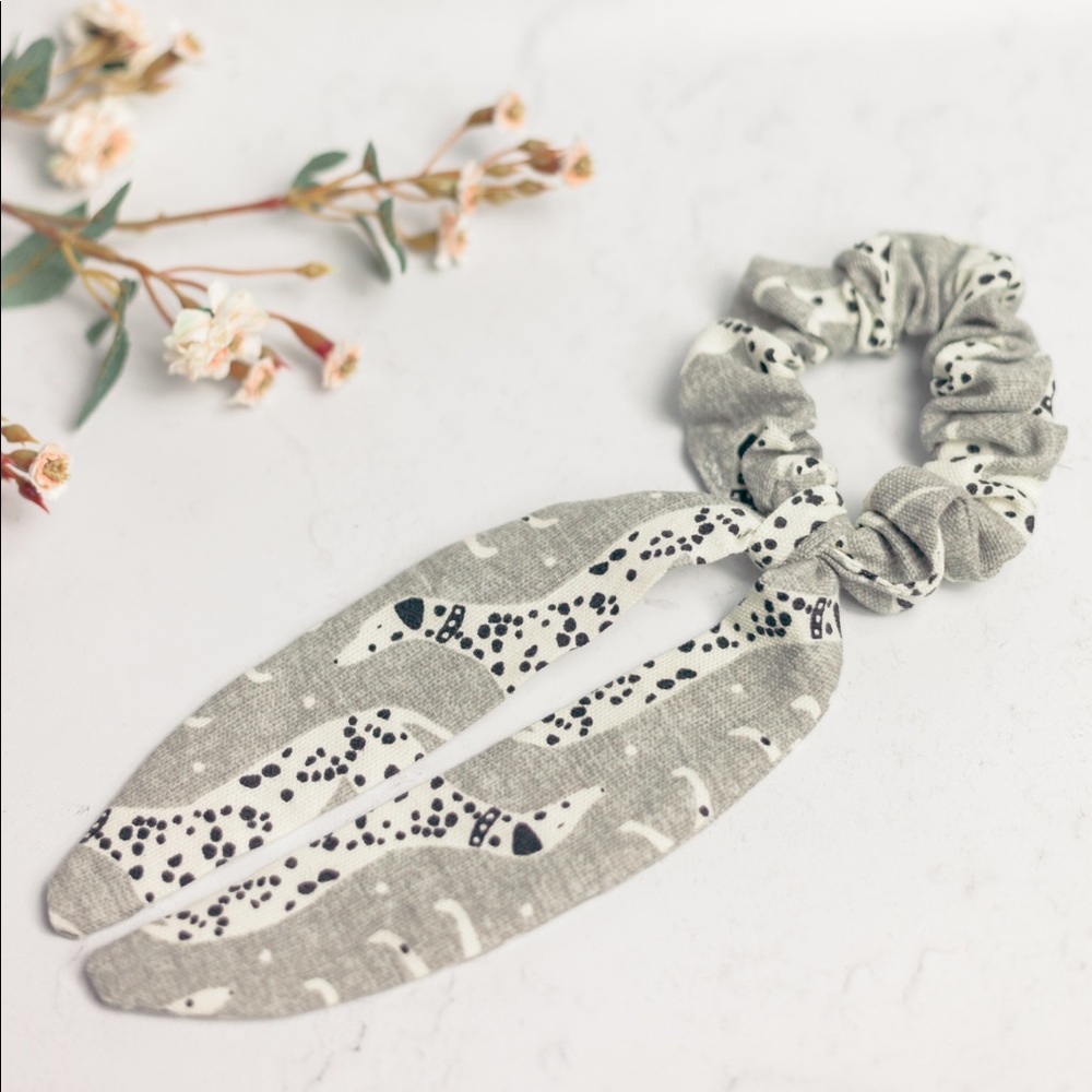 Dog Print Dalmatian Bow Scrunchie